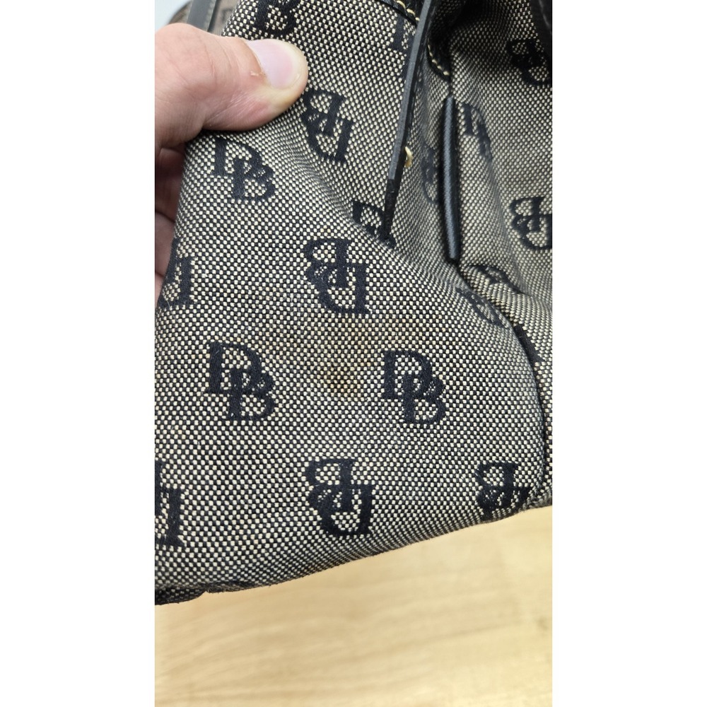 Vintage Dooney & Bourke  Signature Monogram Canvas Tote Bag Black/Grey,‎ Medium - Picture 6 of 16